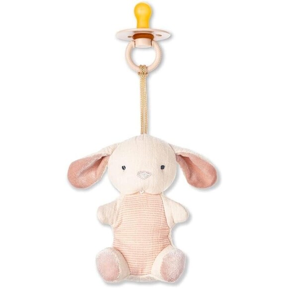 Baby Itzy Ritzy Bitzy Pal Bunny Pacifier & Cotton Lovey Plush Toy Pink 0-6 Mos - Picture 1 of 9